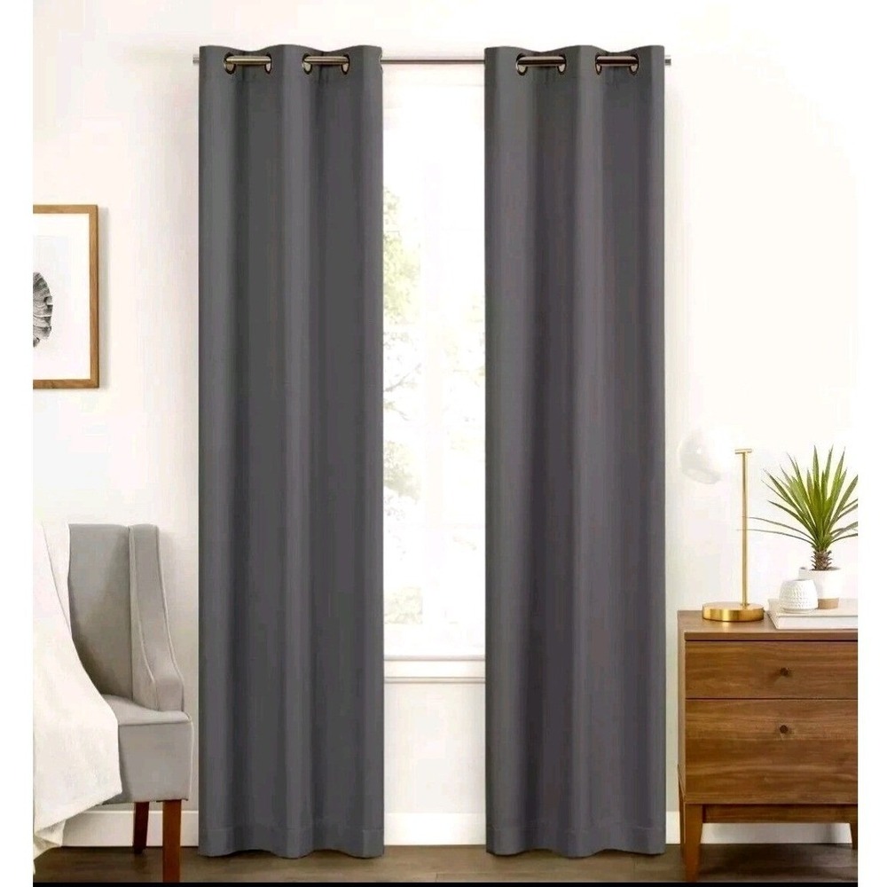 Eclipse DuoTech Grommet Curtain Panel Draft Stopper Total Blackout 40x84 Grey